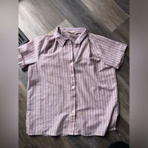 Boca Ray Men’s Colorful Striped Summer Button Up Shirt Size XL